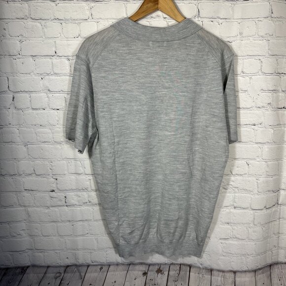 Collars &‎ Co Polo Shirt Mens Large Gray Bellagio Buttonless Merino Sweater - Picture 6 of 7
